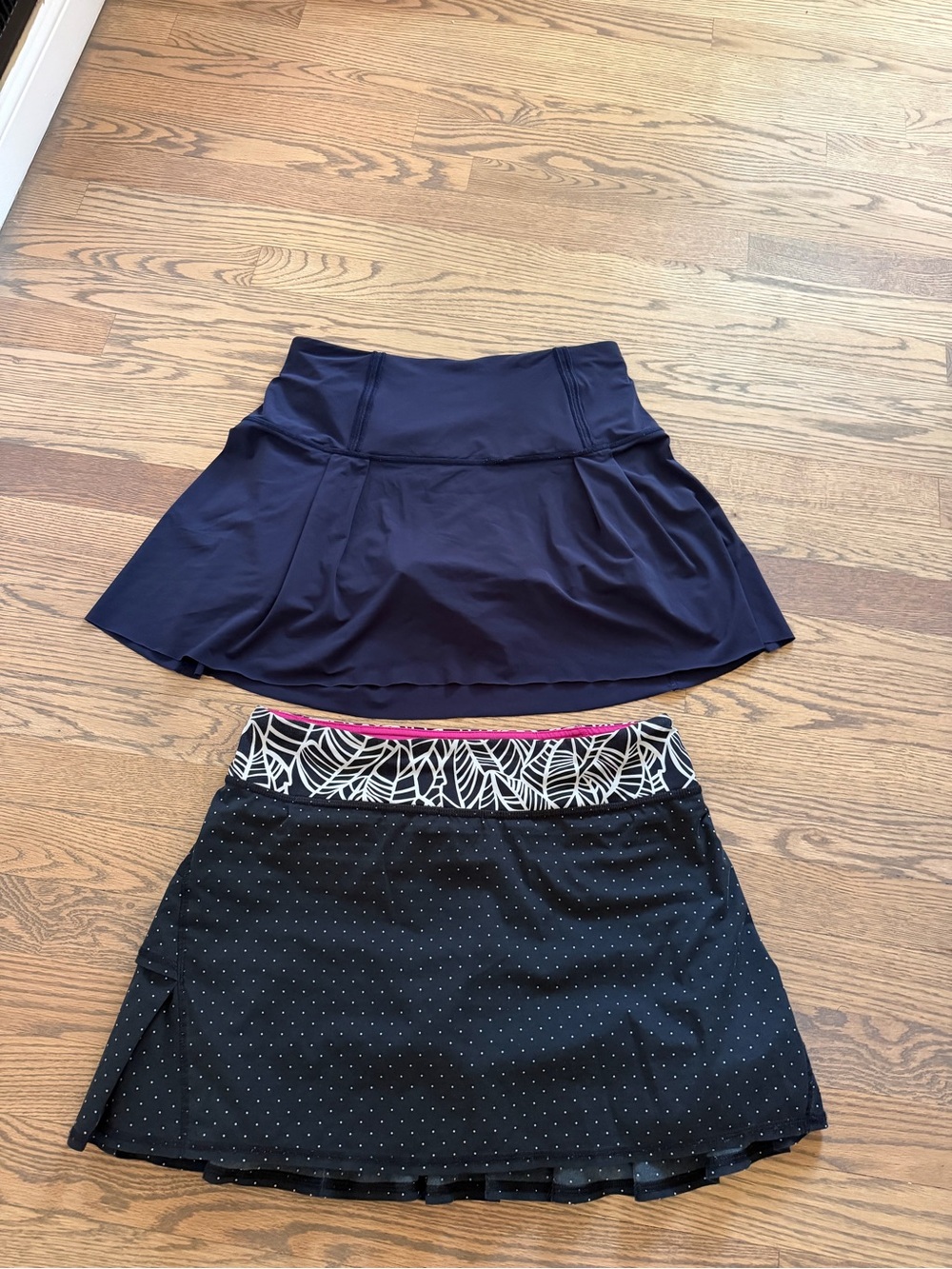 lululemon athletica Navy Skater Skirt + Black Polka Dot Athletic Skirt